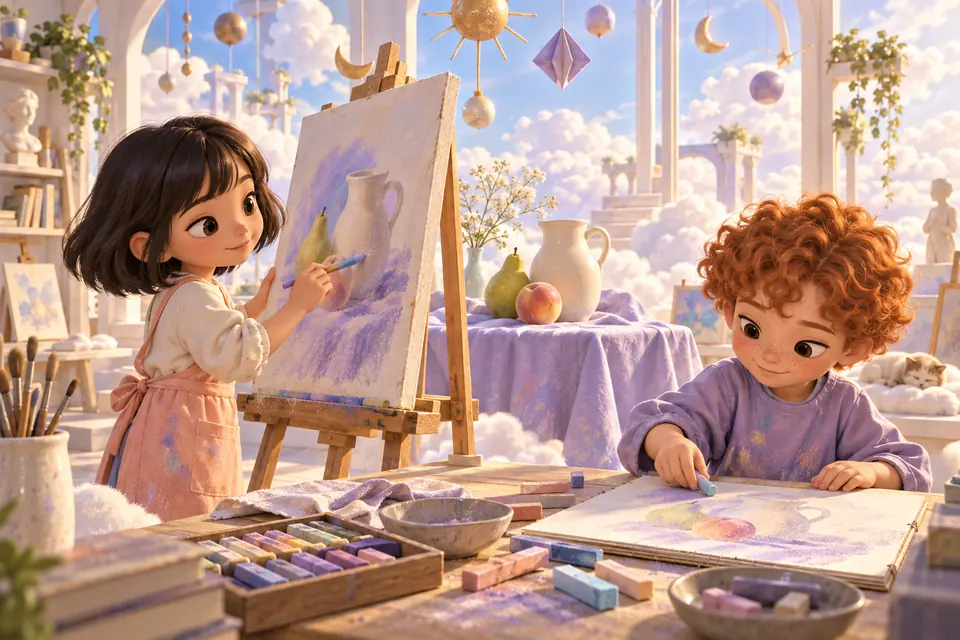 فنّانون صغار يكتشفون الضوء والظل في مرسم فوق السحاب